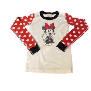 Hanna‎ Andersson Minnie Mouse white polka dot long sleeve pajama shirt SIZE 10